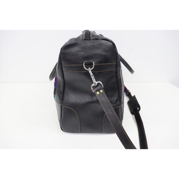 Give Thanks Hand Crafted Leather and Woven Large Weekender Duffle Bag MSRP $500+ - Picture 5 of 16